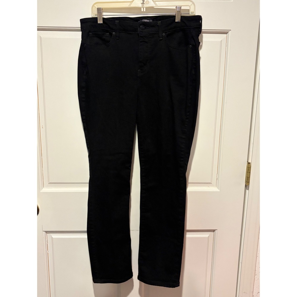 NYDJ Sheri Slim Jeans Black Lift Tuck Technology Womens Size‎ 12 Slim Leg Pants